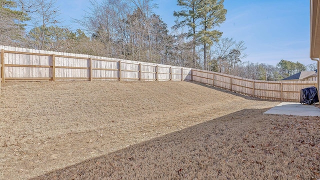 view of yard featuring a fenced backyard