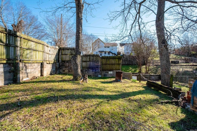 view of yard featuring a fenced backyard