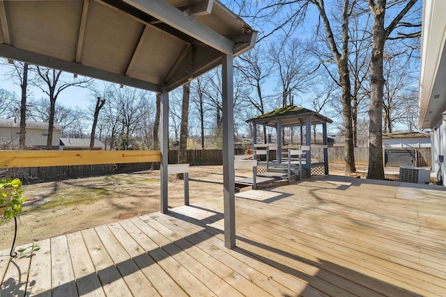 deck featuring a fenced backyard