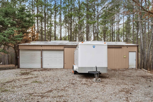 view of detached garage