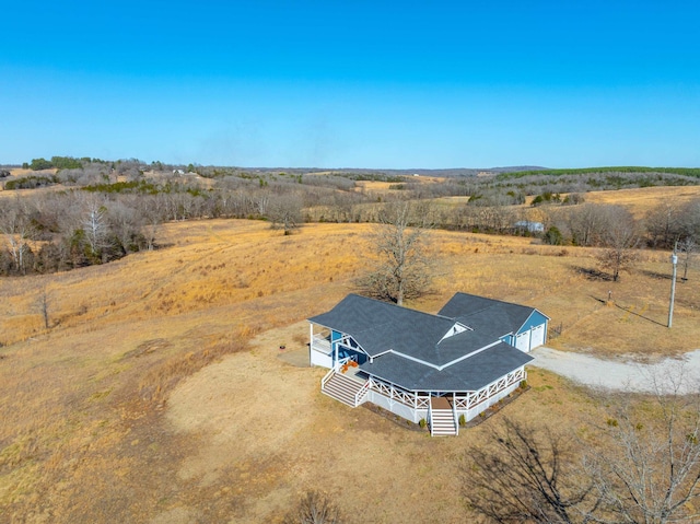 drone / aerial view featuring a rural view