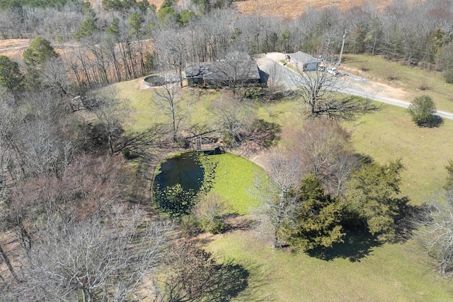 aerial view with a wooded view