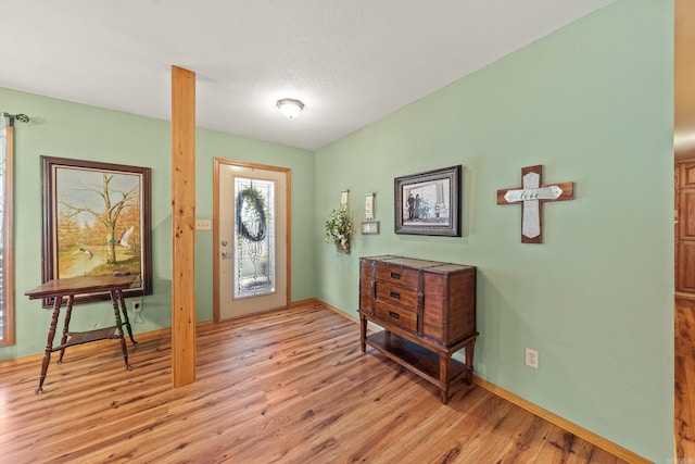 entryway with light wood-style floors