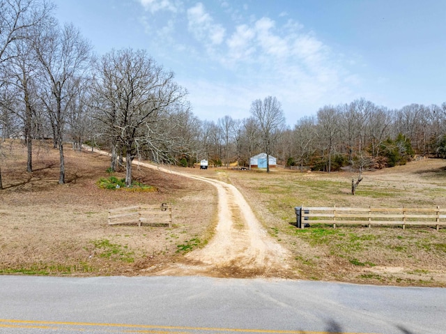 view of road with a rural view