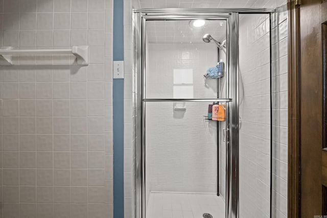 bathroom with a stall shower