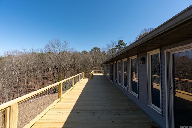 deck with a view of trees