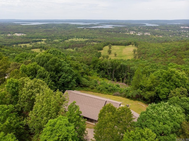 birds eye view of property with a forest view