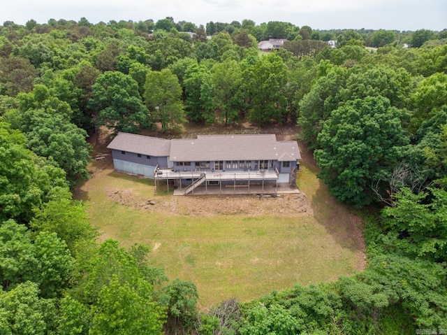 bird's eye view featuring a forest view