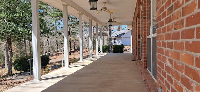 view of patio / terrace with a ceiling fan