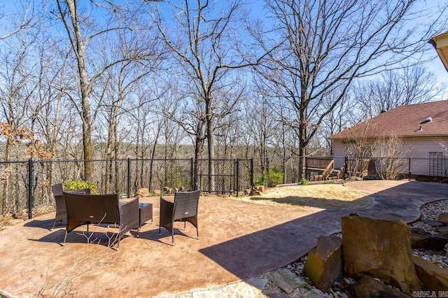 view of yard featuring a fenced backyard and a patio