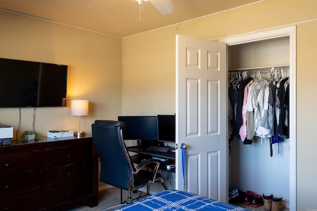 bedroom with a closet and carpet floors