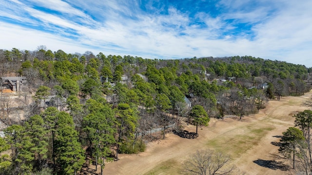 birds eye view of property with a forest view