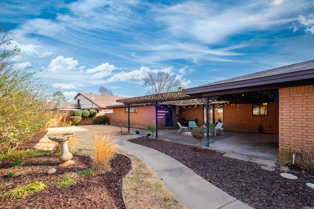 view of yard featuring a patio area and fence