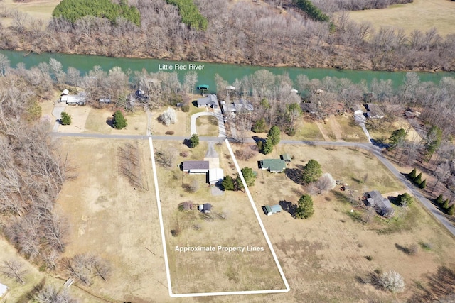 bird's eye view featuring a water view