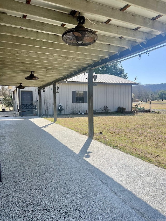 view of patio with ceiling fan