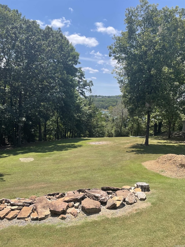 view of yard with an outdoor fire pit