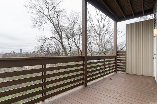 deck with a view of city