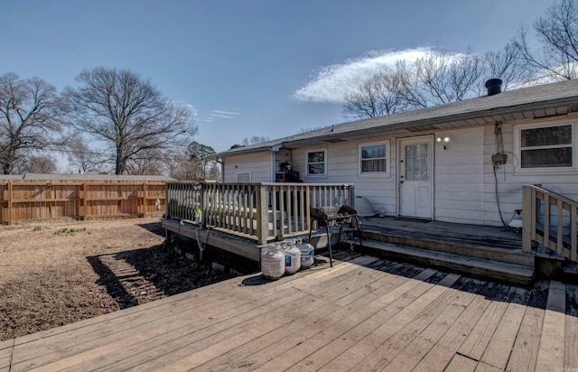 deck featuring fence