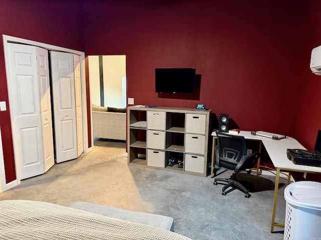 office area with concrete flooring