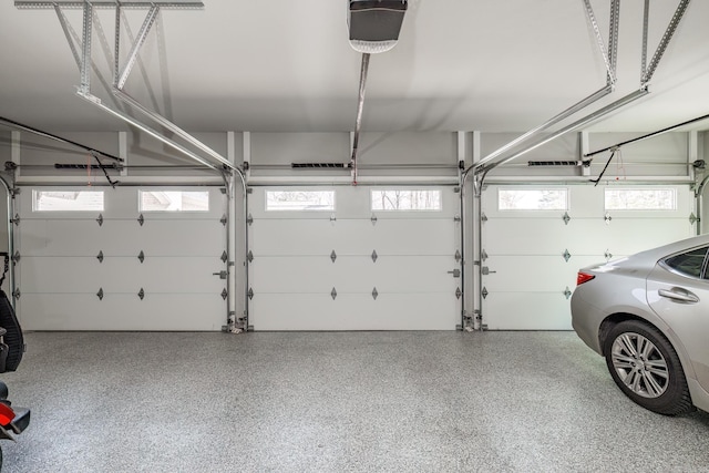 garage with a garage door opener