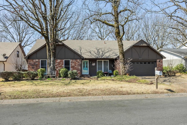 view of front of home featuring brick siding, roof with shingles, concrete driveway, and an attached garage