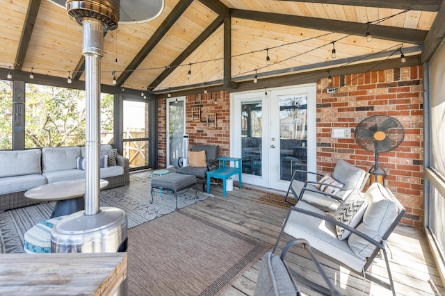 deck featuring french doors and an outdoor hangout area