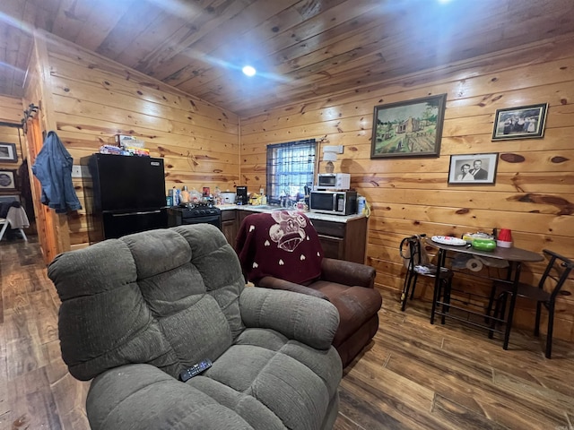 interior space featuring wood ceiling and wood finished floors