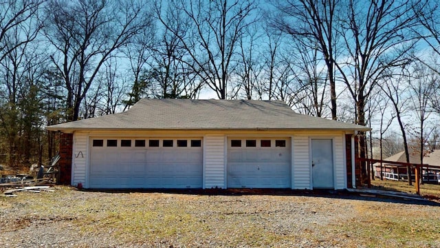 view of detached garage