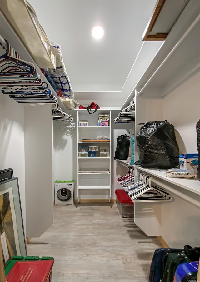 spacious closet with light wood-style flooring