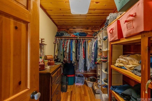 spacious closet with wood finished floors