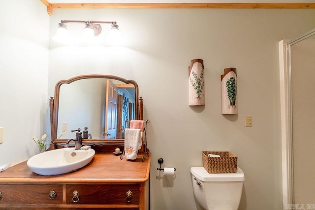 bathroom with toilet and vanity