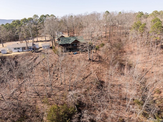 bird's eye view featuring a view of trees