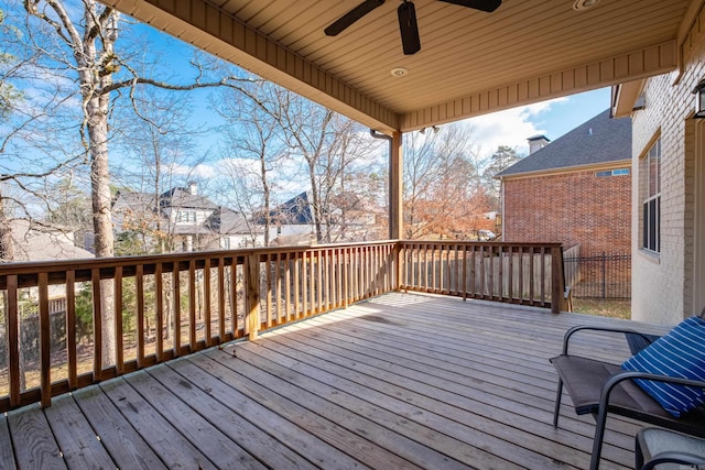 deck featuring ceiling fan