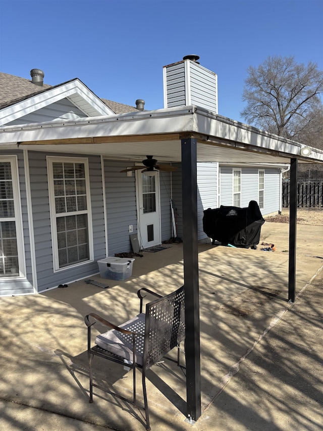 view of patio / terrace with a ceiling fan