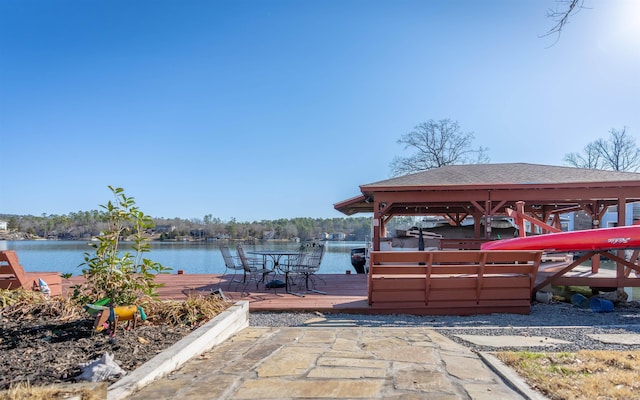 dock area featuring a water view