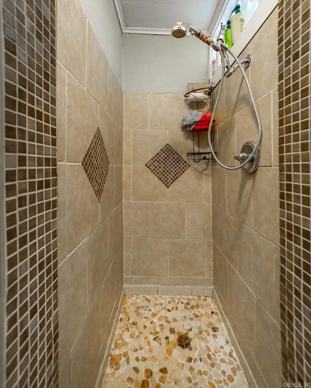 bathroom featuring tiled shower