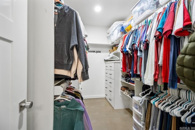 view of walk in closet