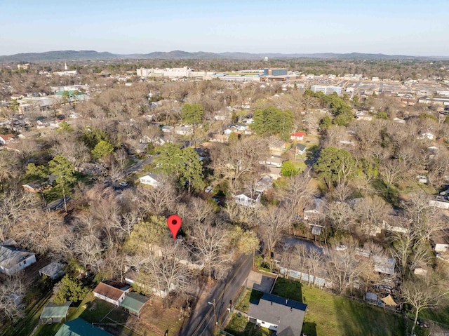 bird's eye view with a mountain view