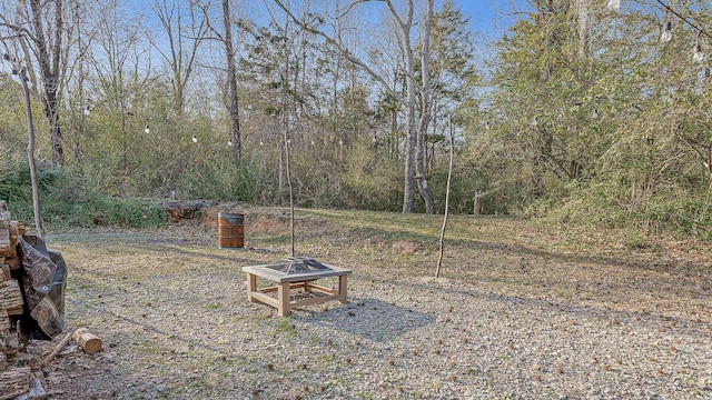 view of yard featuring a fire pit