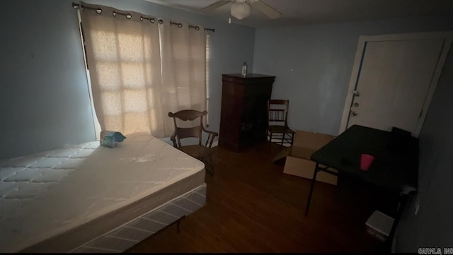 bedroom featuring multiple windows and wood finished floors