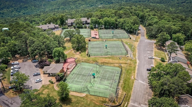 aerial view featuring a view of trees