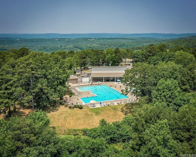 aerial view with a forest view