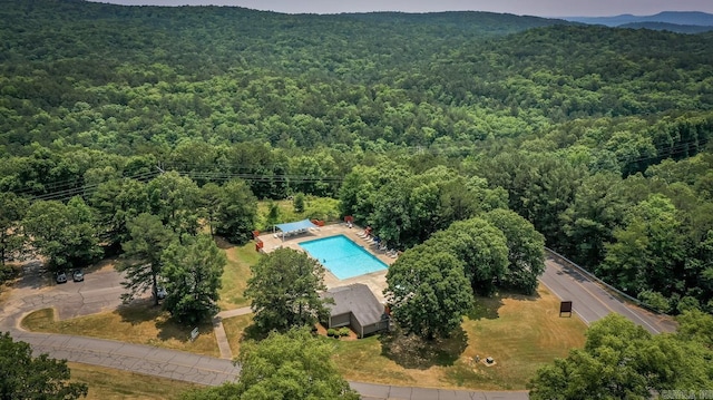 bird's eye view featuring a view of trees