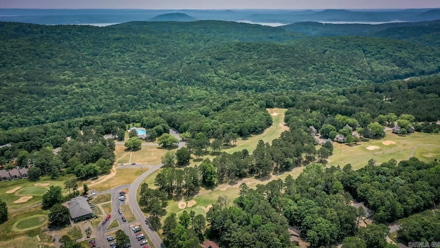 drone / aerial view featuring a view of trees