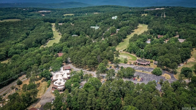 aerial view with a wooded view