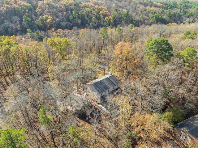 aerial view featuring a forest view