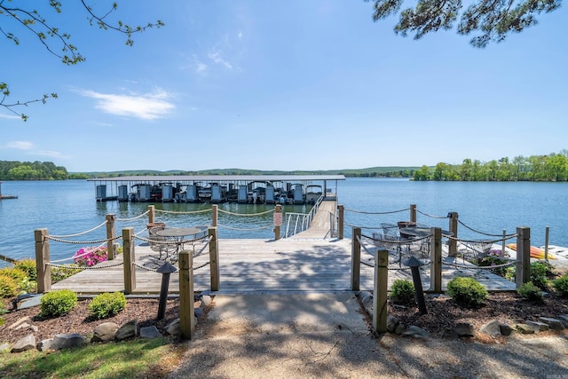 view of dock featuring a water view