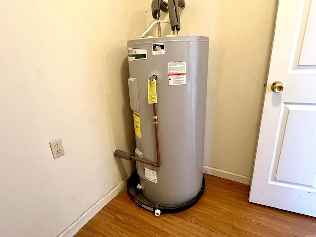 utility room with electric water heater