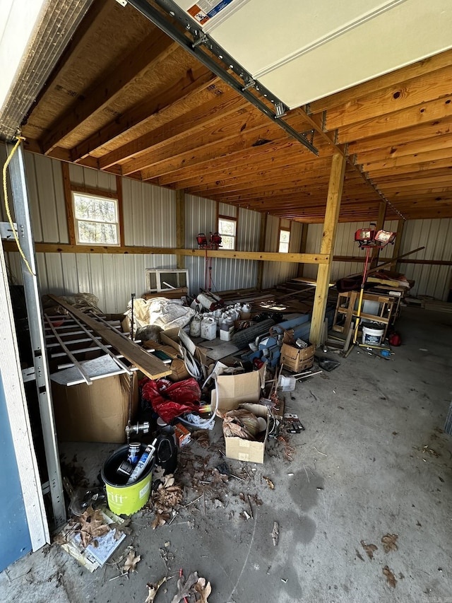 garage featuring metal wall