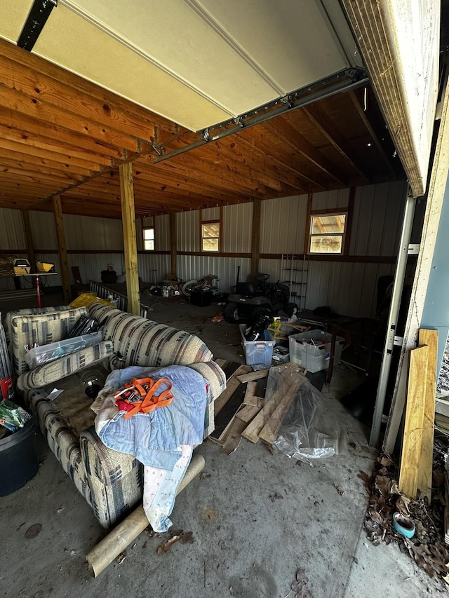 garage featuring metal wall